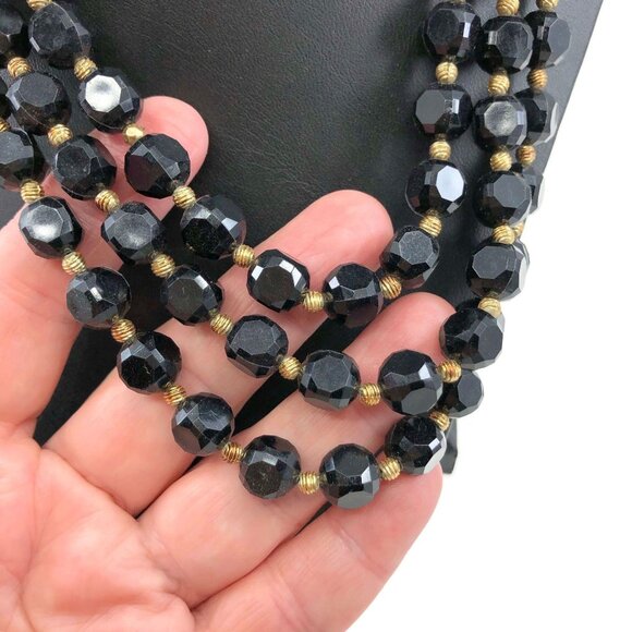Vintage Triple Strand Plastic Bead Necklace Signed Western Germany - Picture 5 of 9
